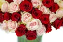 Bouquet of pink and red roses